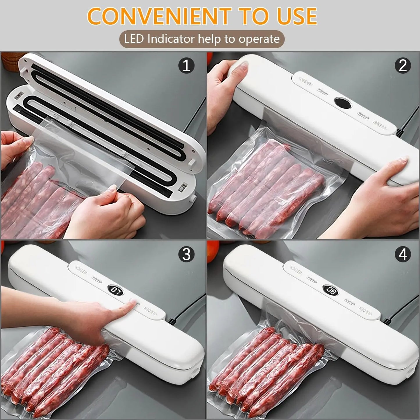 Electric Food Vacuum Sealer Machine And Storage Bags One Touch Fast Vacuuming For Wet Or Dry Food Kitchen Vacuum Sealing Machine