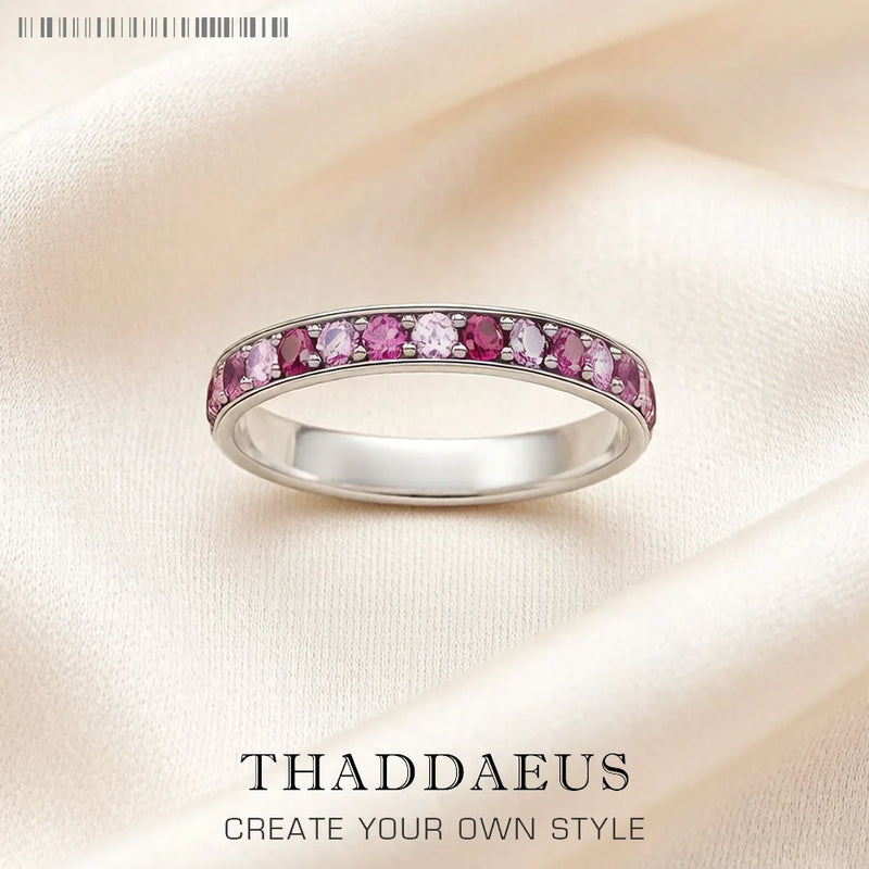Ring Elegance Colourful Stones Europe Romantic Fine Jewelry For Women Brand New Real 925 Sterling Silver Gift