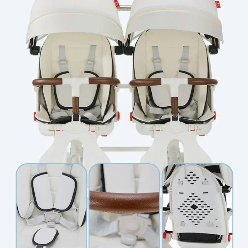 Twin strollers for two children Two seats Lightweight folding stroller Multifunctional stroller can sit and lie down