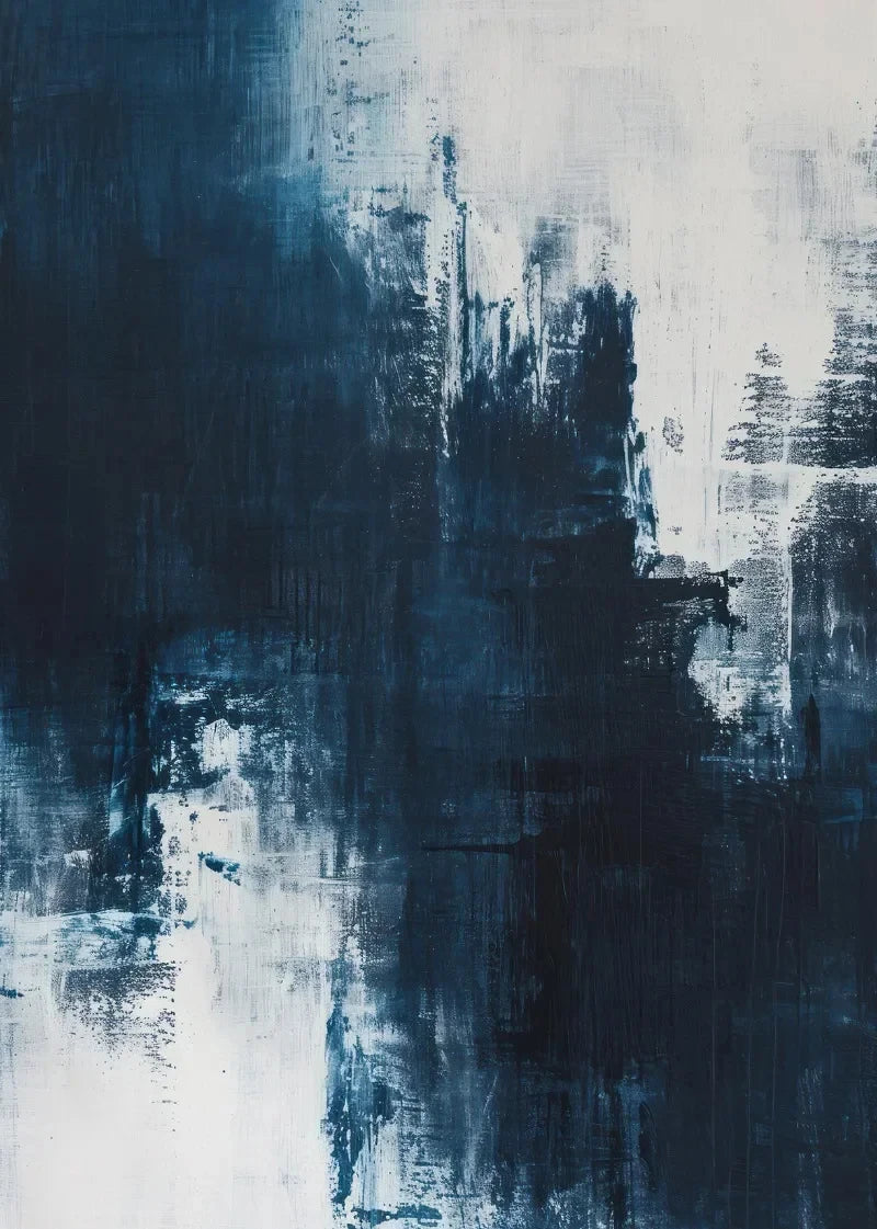 Deep Blue Modern Abstract Poster Print Canvas Art Pictures Home for Living Room and Bedroom Room Wall Decor Frameless Painting
