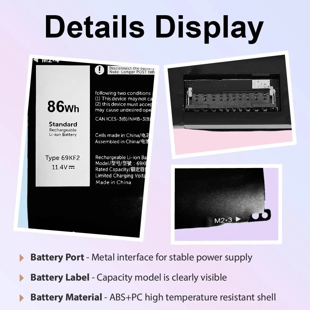 69KF2 Laptop Battery for Dell M15 R3 R4 R5 R6 R7 M17 R3 R4 XPS 15 9500 9510 9520 G7 15 7500 G15 5510 5515 5520 Precision 5550