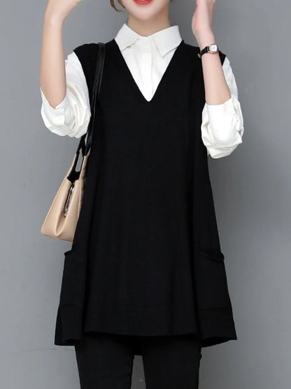 Autumn Winter Loose Svel Knitted Vest Women's Outerwear Faionable Slimming Korean Sle Polyester Fiber V-ne