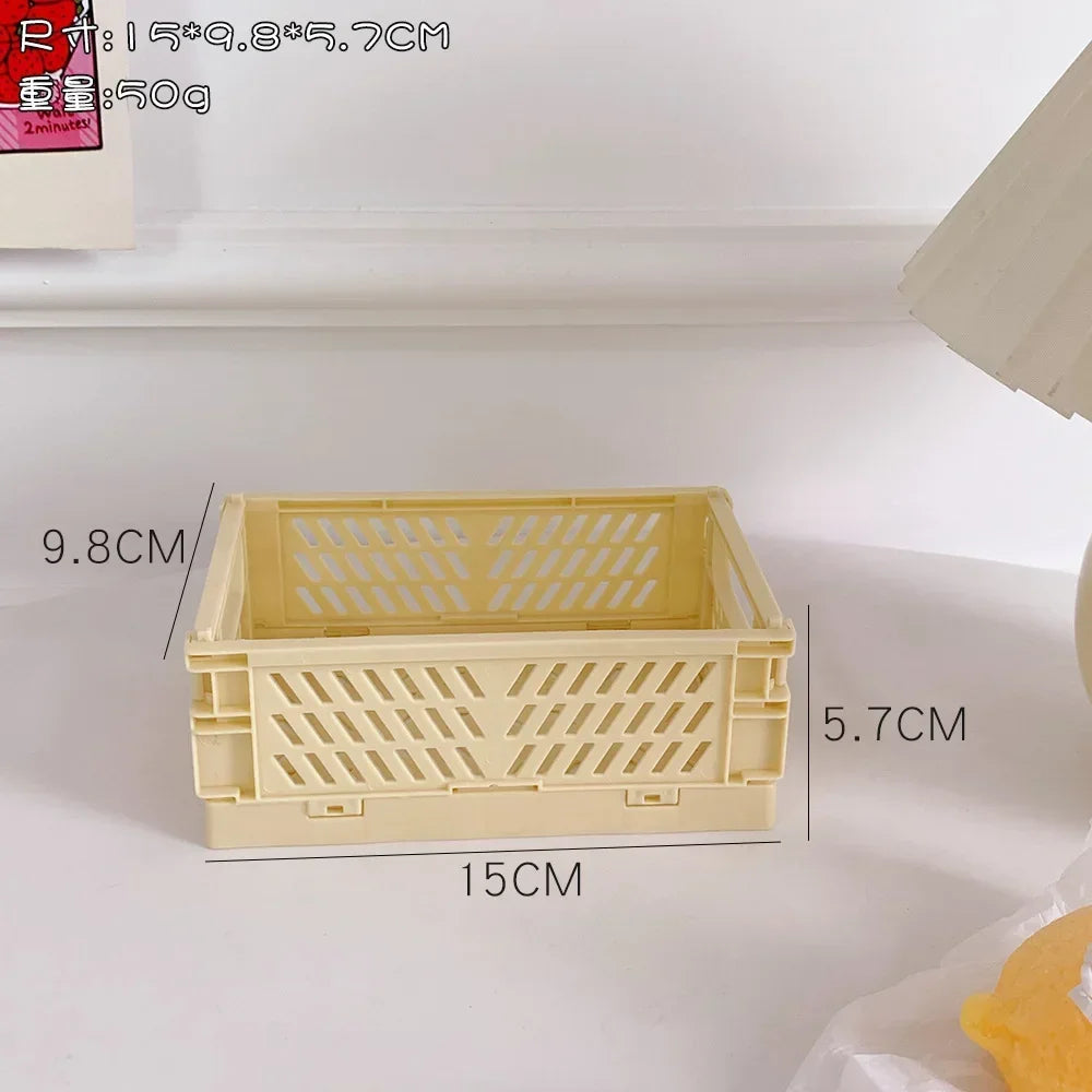 Foldable Storage Box Plastic Storage Organizer Student Desktop Organizer Stationery Snacks Storage Basket Home Storage Accessory