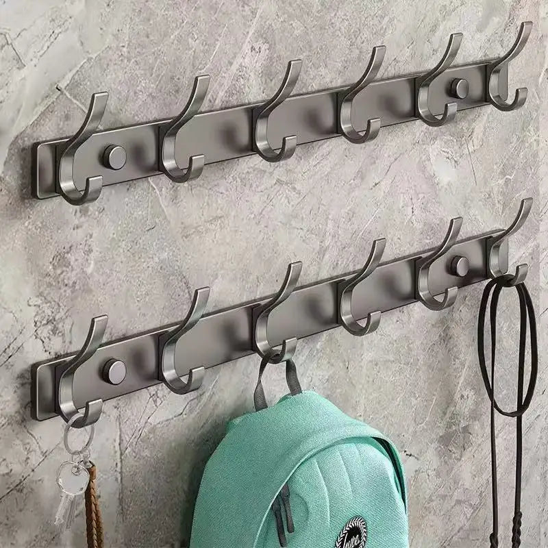 no drill Holes One Row Hangers Kitchen Towels Clothes Hats Toilet Towel Rack Storage Wall Mounted Door Back Rod Hook