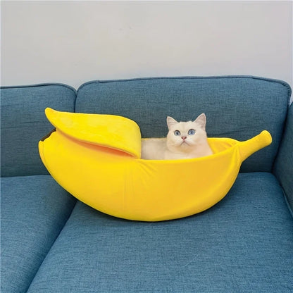1pc Banana Design Pet Bed Cute Banana-Shaped Cat Bed Cat Mat Beds Warm Portable Pet House Cat Supplies