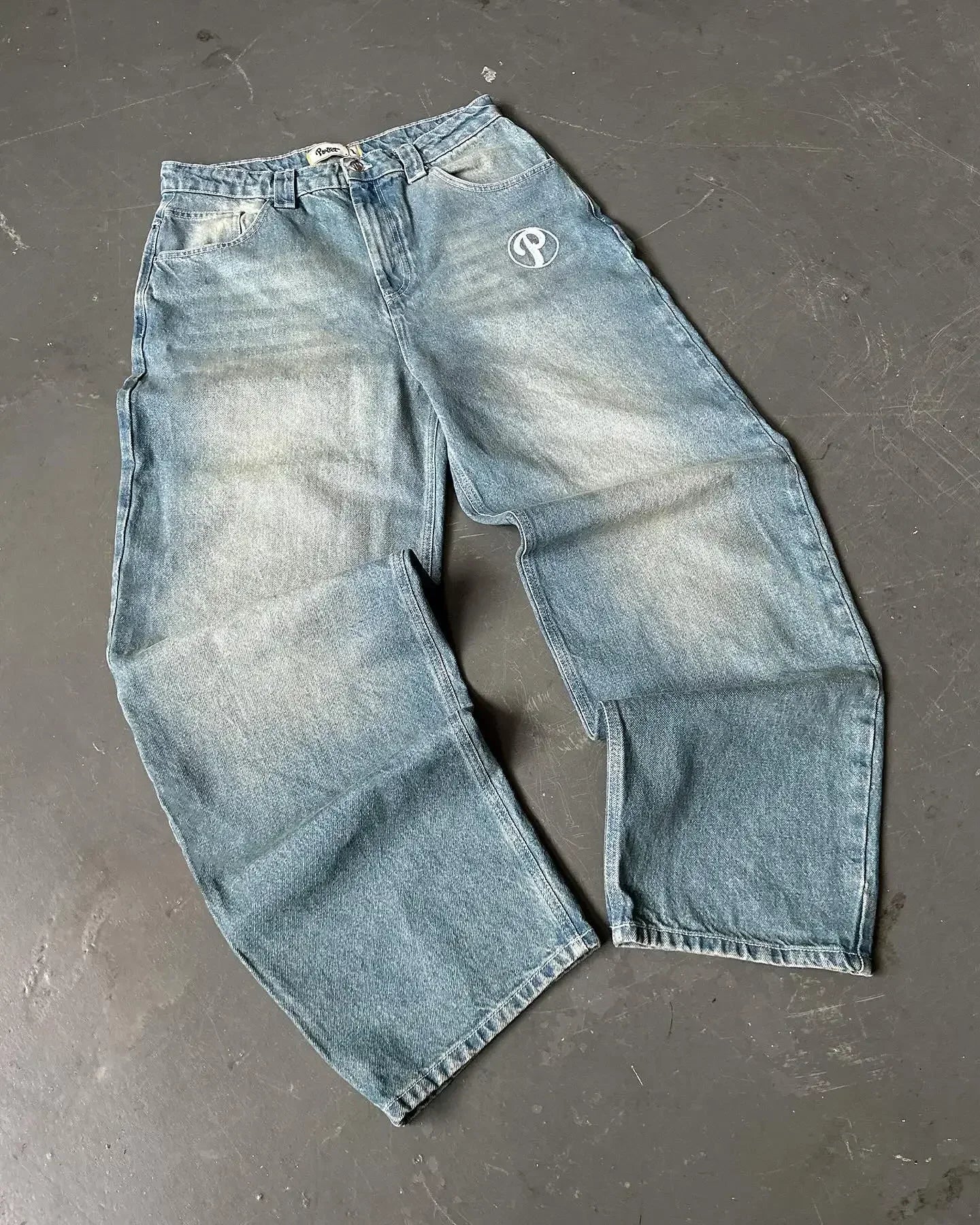 Y2K Gothic Retro Miss Me Boot Cut Jeans Women's Blue Denim Embroidery Cross Pocket Hip Hop Harajuku Wide Pants Street Wear
