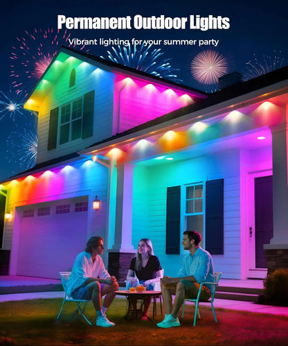 LED-Dauerlichter für den Außenbereich, IP65 wasserdicht, RGBIC-Dachrinnenbeleuchtung mit Fernbedienung für Weihnachten, Neujahr, DIY-Lichterketten für die Dachterrasse – ideal für DIY-Projekte.
