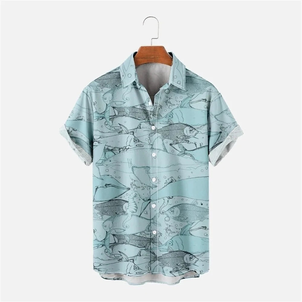 Hawaiian Flower Social Shirt 3d Print Boston Lobster Fashion Short Summer Casual Vintage Harajuku Cadiz Camisas Casuais Blouse