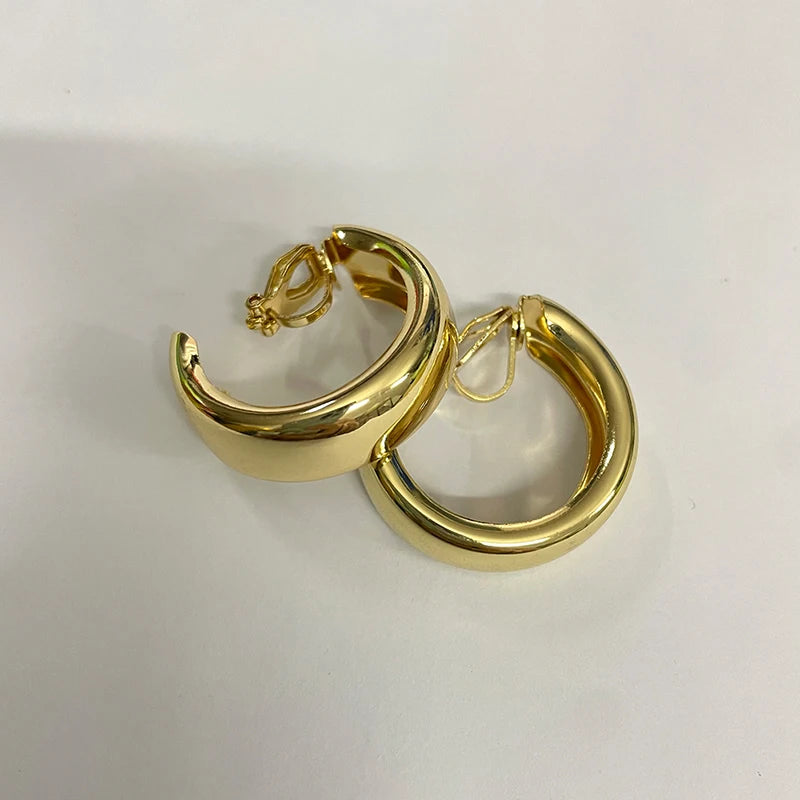 3.5 Cm Big Ball No Pierced Earclips Fashion Temperament Gold Plated Exaggerated Striped Round Clip Earrings for Women Party