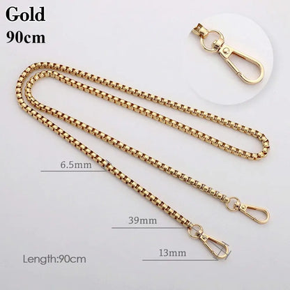 40/60/90cm Metal Chain Shoulder Bag Strap Handbag Handles DIY Purse Replacement Long Beaded Chain Shoulder Bag Straps Chain Belt