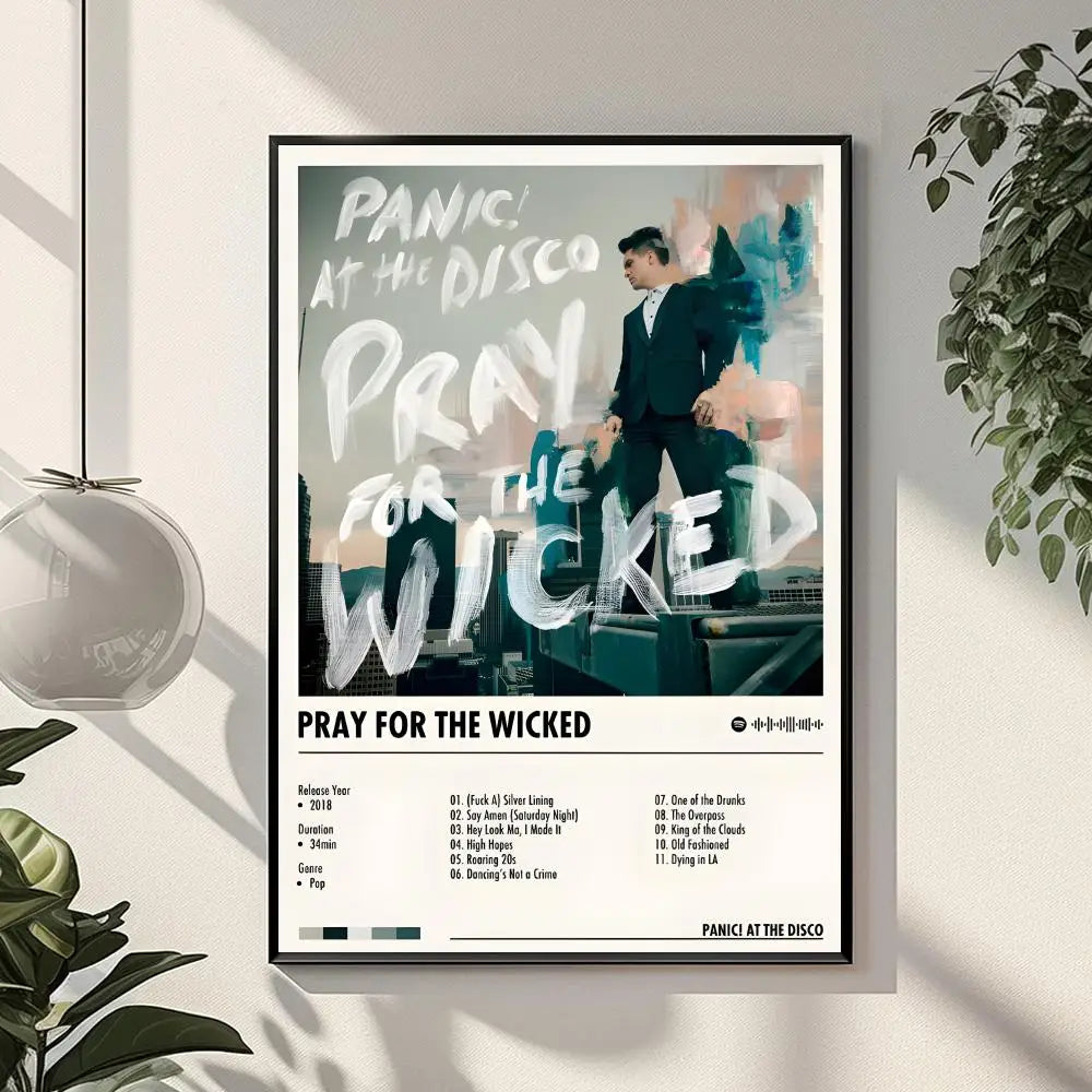 Rock Band P-panic At The Disco Painting Calligraphy HD Print Crease Art Photos For Living Room Home Wall Decor Canvas