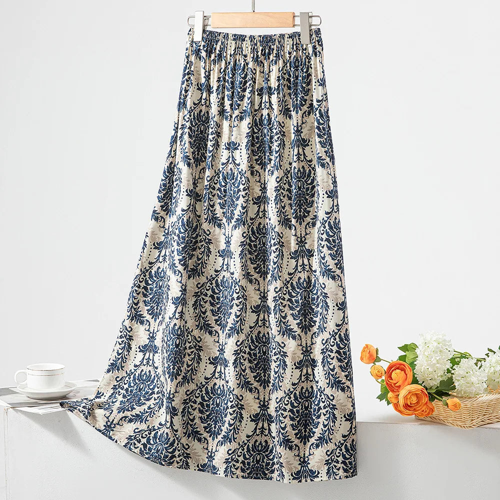 New 2024 Elegant Women Tulle Skirt Korean Fashion Boho Floral A Line Ladies Pleated Skirt Summer Chic High Waist Party Vestidos