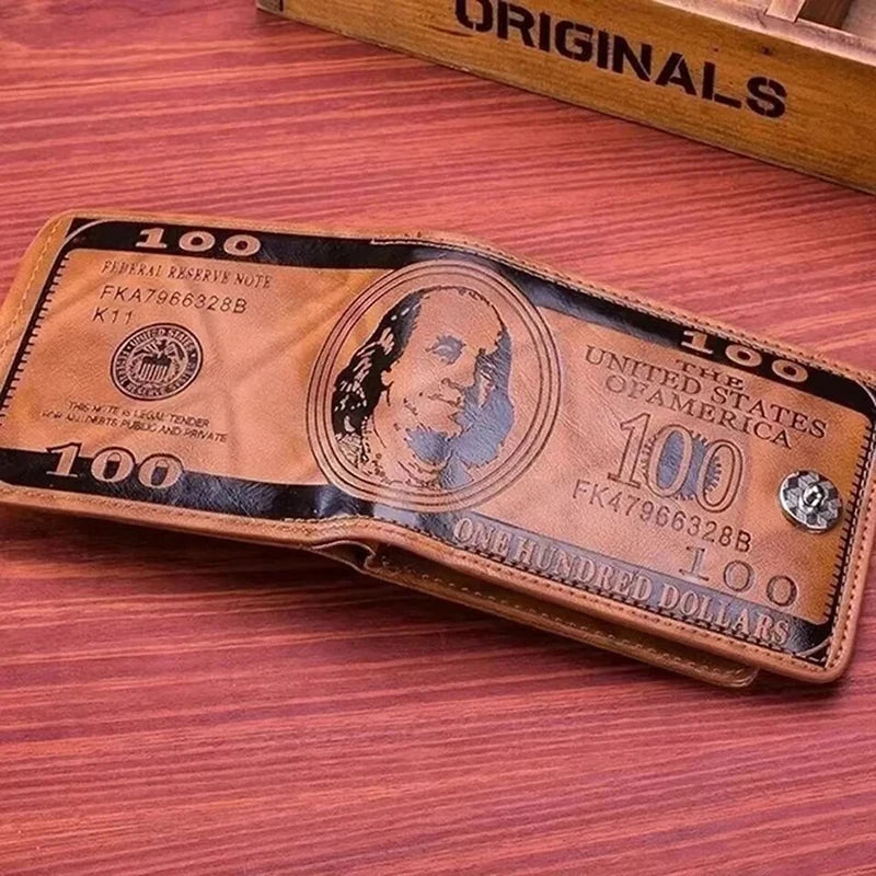 Men's Wallets With 100 US Dollar Pattern Wallet Male Leather Walet Photo Card Holder Fashion Large Capacity Wallet Purse