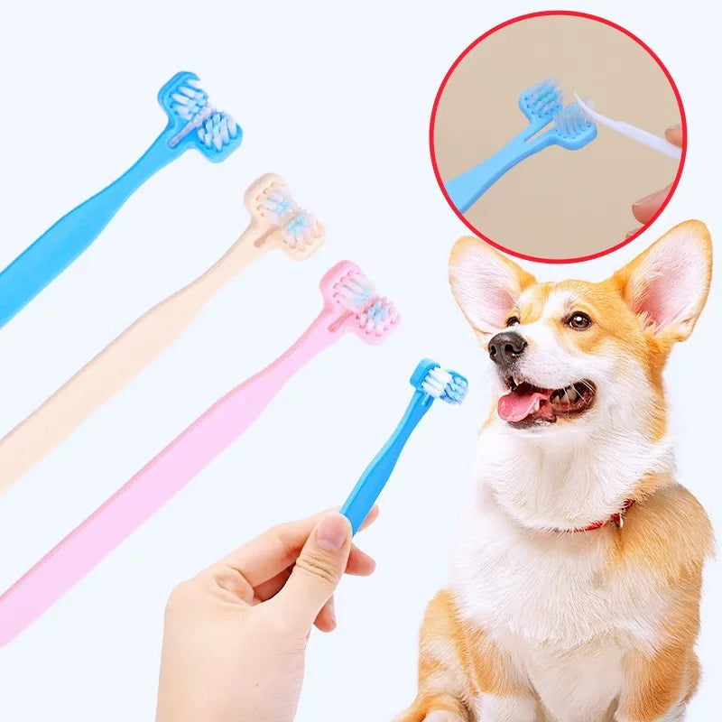 Dog Toothbrush Double Sided Pet Toothbrush Set Oral Care Double Head Toothbrushes 2PCS Set for Dog Teeth Cleaning Pet Products
