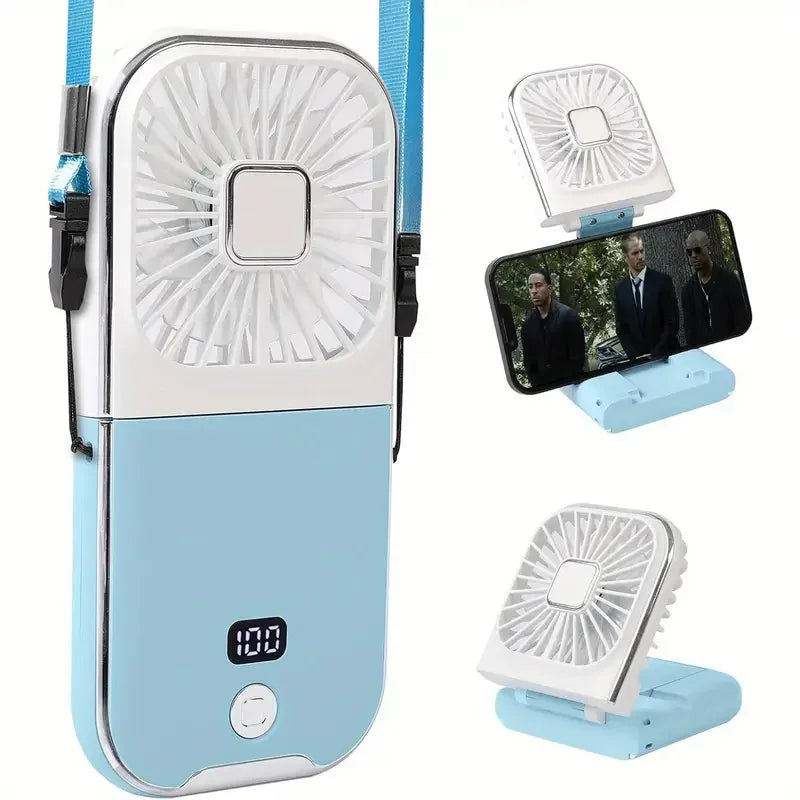 Portable handheld mini fan, personal fan with phone holder, type-C supports phone charging, multi-functional fan, stepless speed