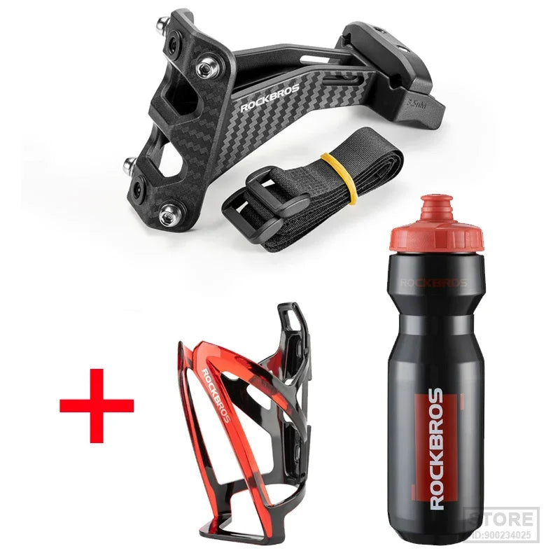 ROCKBROS Imitation Carbon Fiber Bicycle Water Bottle Holder Adapter Saddle Double Cup Extension Stand Seat Cycling Equipment