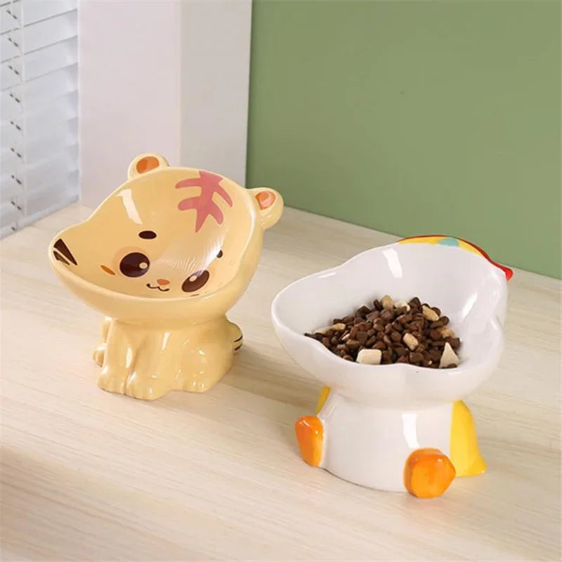 New Cartoon Ceramic Cat Bowl Creative Cute Puppy Dog Feeder Pet Feeding and Water Eatting Bowl Drinker Porcelain Pet Supplies