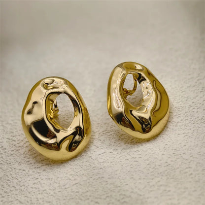 3.5 Cm Big Ball No Pierced Earclips Fashion Temperament Gold Plated Exaggerated Striped Round Clip Earrings for Women Party