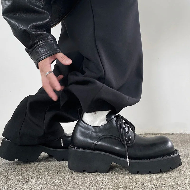 Original formal dress shoes for men thick soled big toe derby shoes casual leather shoes black Oxford shoes trendy, Korean style