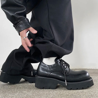 Original formal dress shoes for men thick soled big toe derby shoes casual leather shoes black Oxford shoes trendy, Korean style