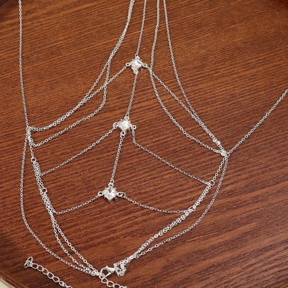 Body Jewelry Glitter Rhinestone Bust Chain Sexy Multilayer Silver Body Chain Trend Luxury Body Chain Jewelry Beach