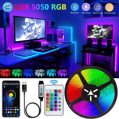 Bluetooth-LED-Streifen, smarte SMD 5050-LED-Streifen mit App-Fernbedienung, flexibles LED-Band, LED-Lampenband für TV-Hintergrundbeleuchtung, Spielzimmer und Heimdekoration
