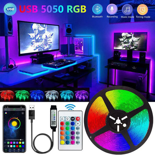Bluetooth-LED-Streifen, smarte SMD 5050-LED-Streifen mit App-Fernbedienung, flexibles LED-Band, LED-Lampenband für TV-Hintergrundbeleuchtung, Spielzimmer und Heimdekoration