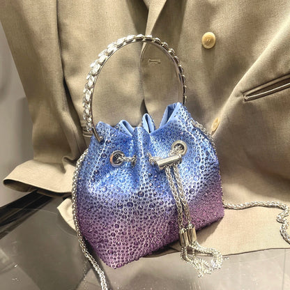 Handle Rhinestones Evening clutch Bag Purses and handbag luxury Designer shoulder bag Shiny Crystal Clutch purse bucket bag