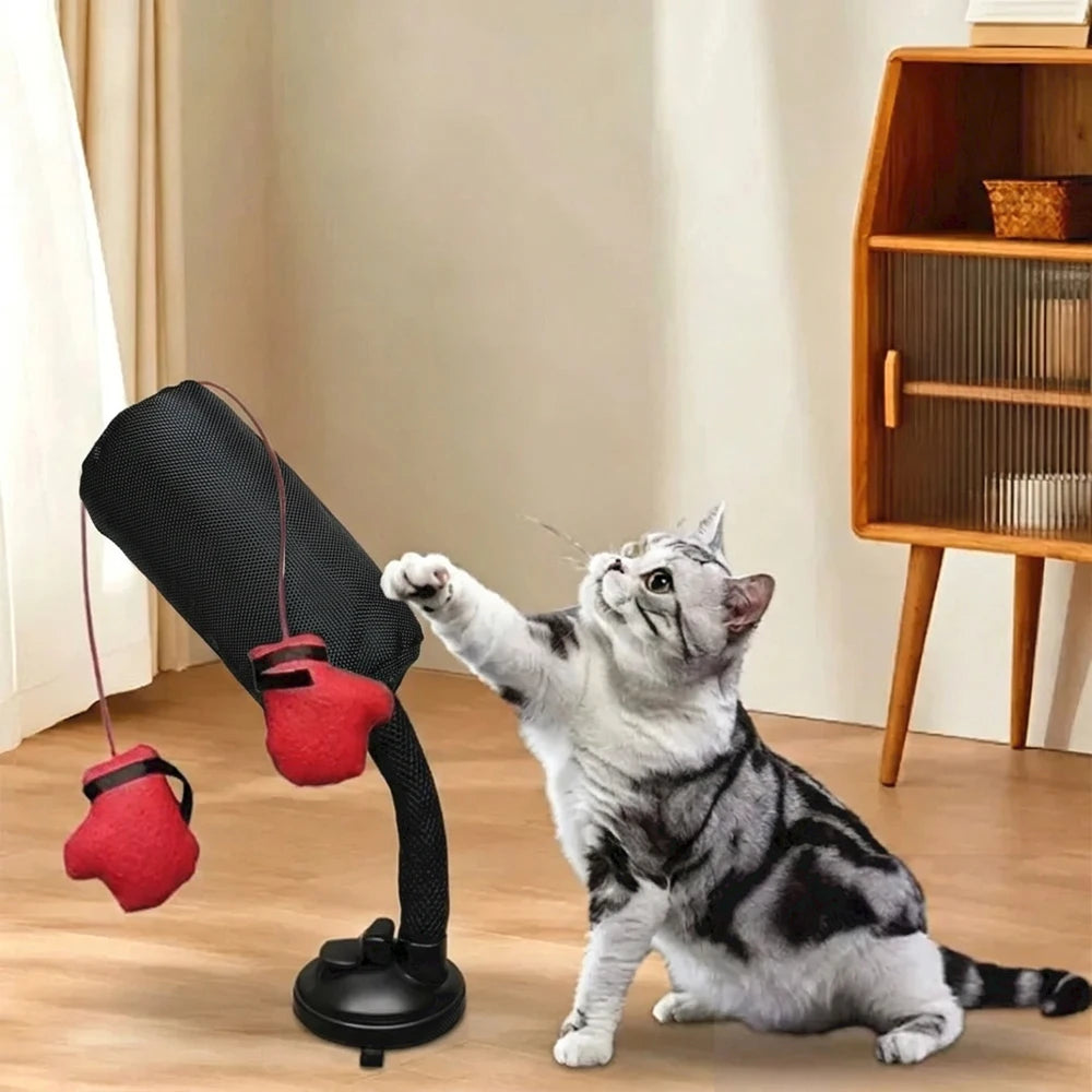 Interactive Cat Boxing Toy Durable Self-Standing Cat Punching Bag Stress Relief Scratch Trainer Play Gym for Kittens
