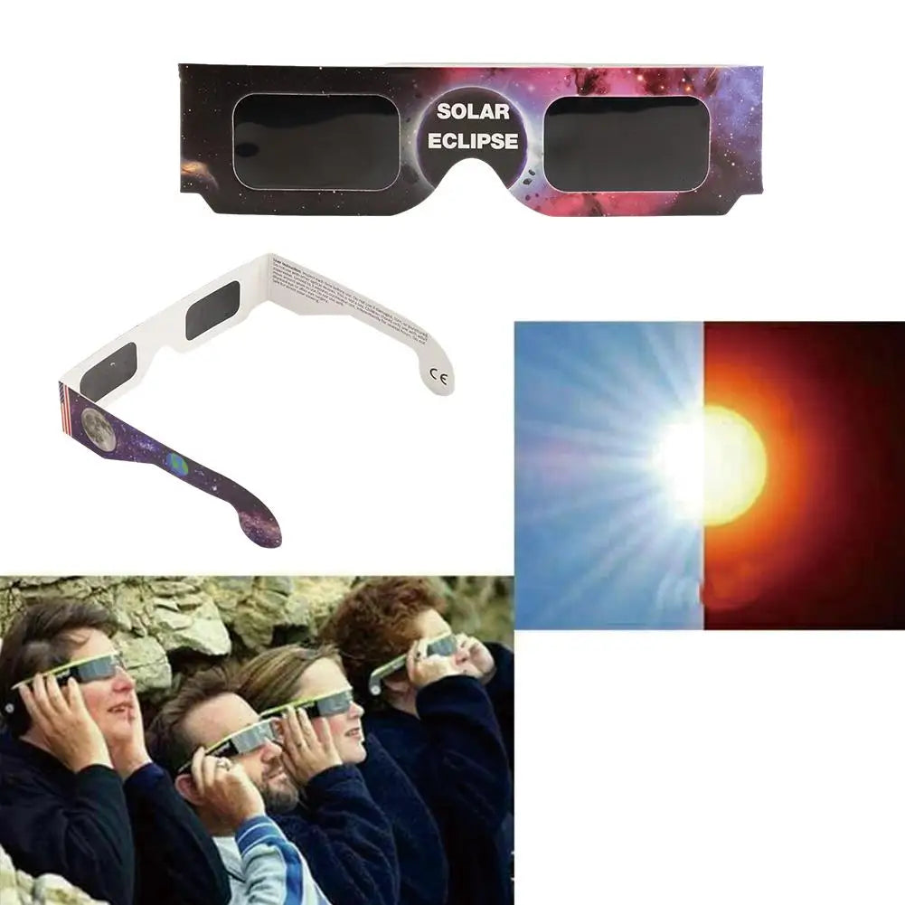 5PCS Solar Eclipse Glasses Anti-uv Glasses Safe Direct Sun Viewing Random Color Paper Frames for Adults Kids Watch Solar Eclipse