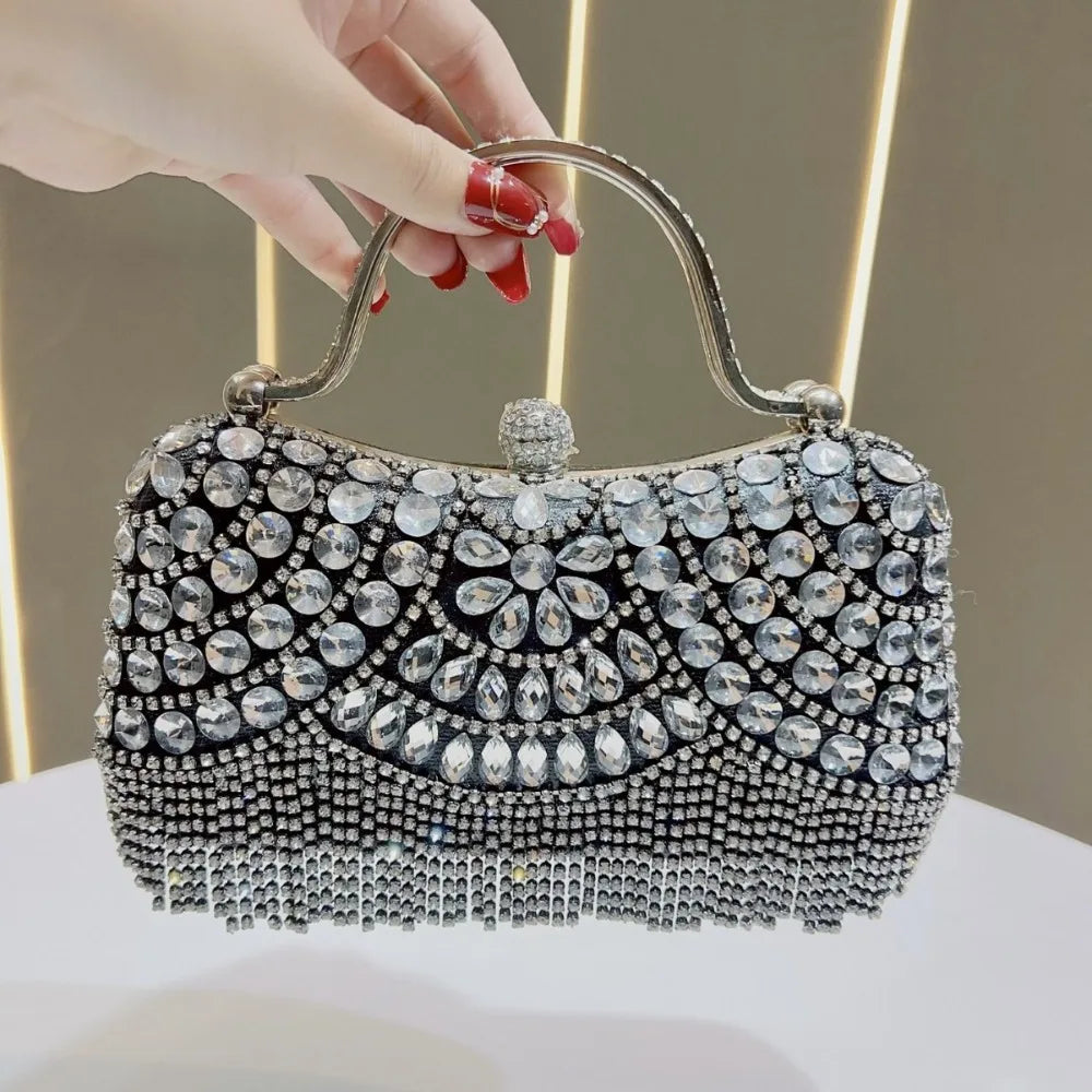 Fashion Polyester Fiber Evening Bags Elegant Chain Shoulder Bag Clutch Handbag Women