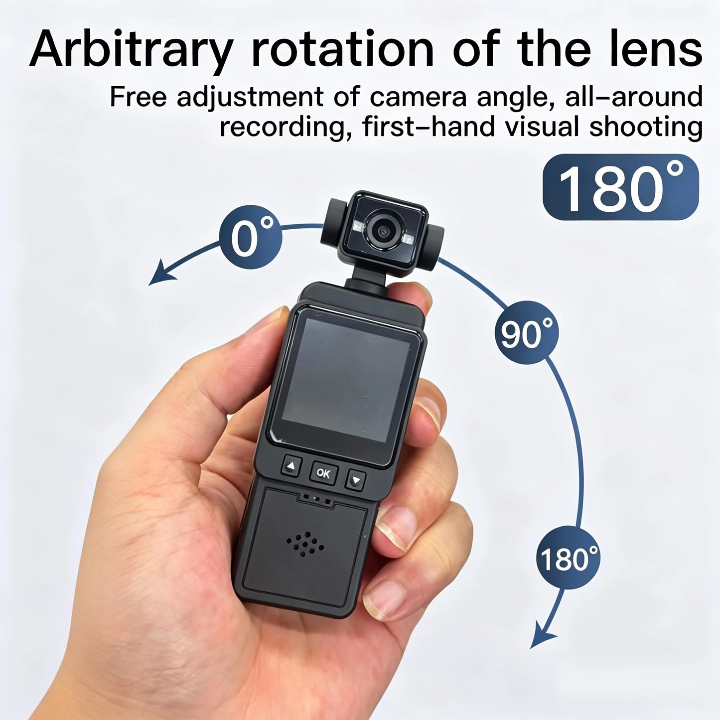 2K WiFi Gimbal Action Camera, 360° Rotatable Lens, Clip-On Wearable Body Cam with Night Vision for Sports Vlogging Cycling