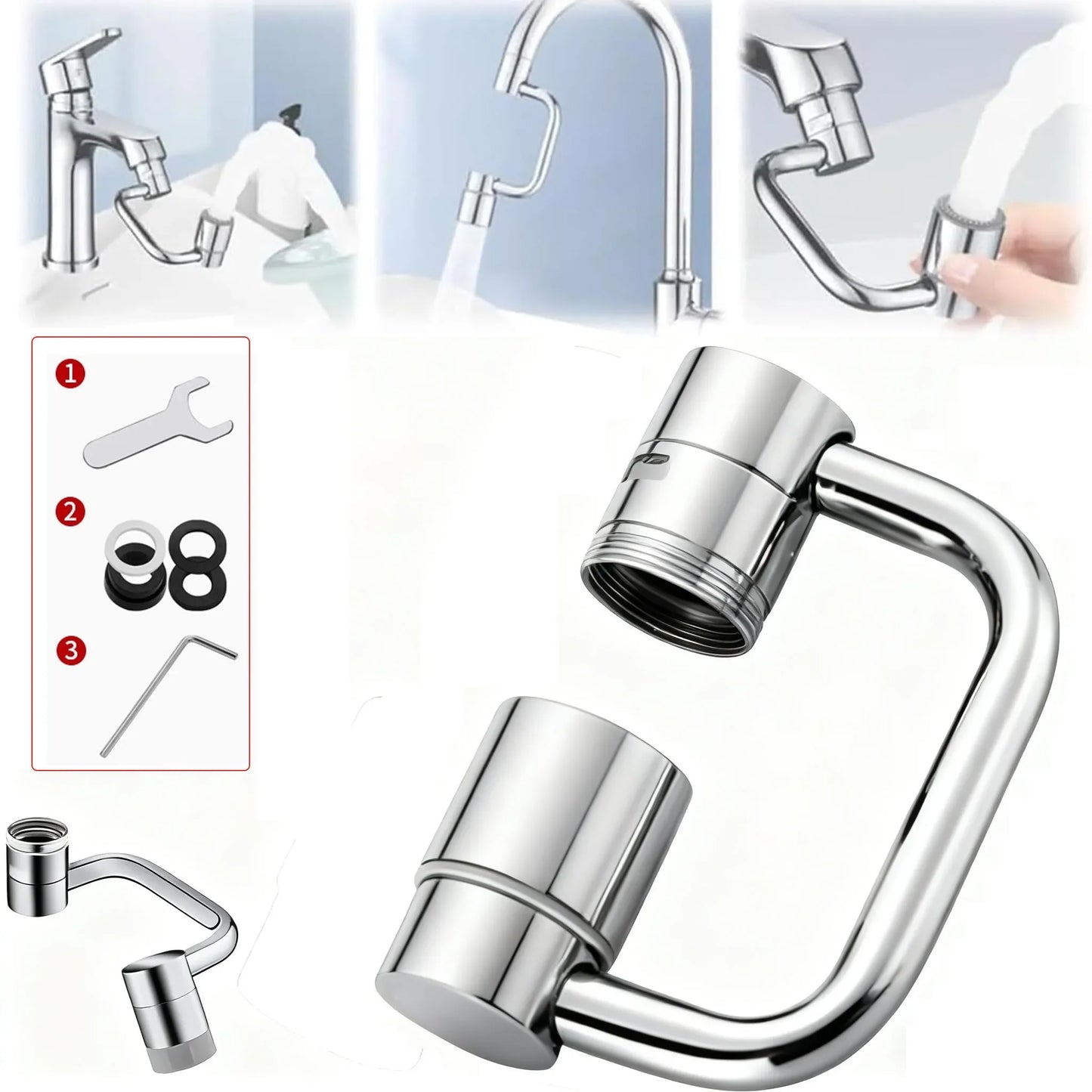 2/1Pcs 1080 Degree Swivel Stainless Steel Kitchen Faucet Extender Universal Dual Mode Bathroom Sink Accessories with Adapter