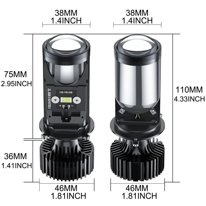 H4 LED Projector Motorcycle Headlight Bulbs Bi LED Lens Projector motorcycle accessories Mini Projector Lens Headlight Projector