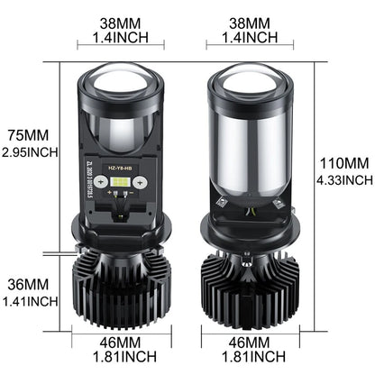 H4 LED Projector Motorcycle Headlight Bulbs Bi LED Lens Projector motorcycle accessories Mini Projector Lens Headlight Projector