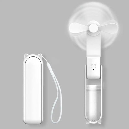 Portable Fan 2000mAh USB Rechargeable 3 Speed Mini Handheld Foldable Fan Hand Held Small Pocket Travel Fan with Handy Power Bank