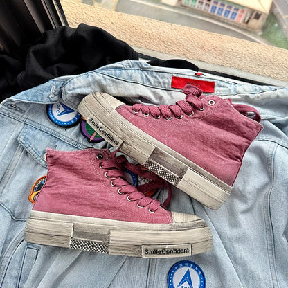 Casual canvas men's shoes Trendy and versatile designer styles Fashion Party Personalized shoes for young people Thick soled