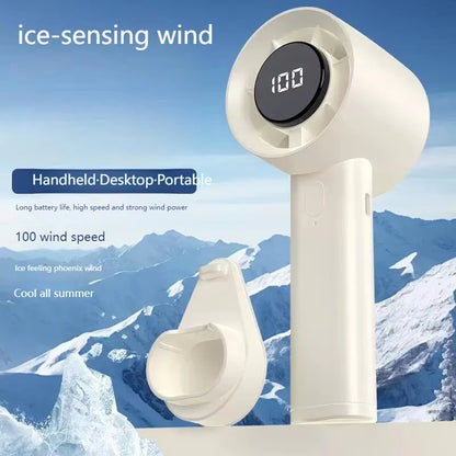 Lenovo Portable Mini Handheld Fan With LED Display Semiconductor Refrigeration 100 Speeds USB Rechargeable Battery Outdoor Fan