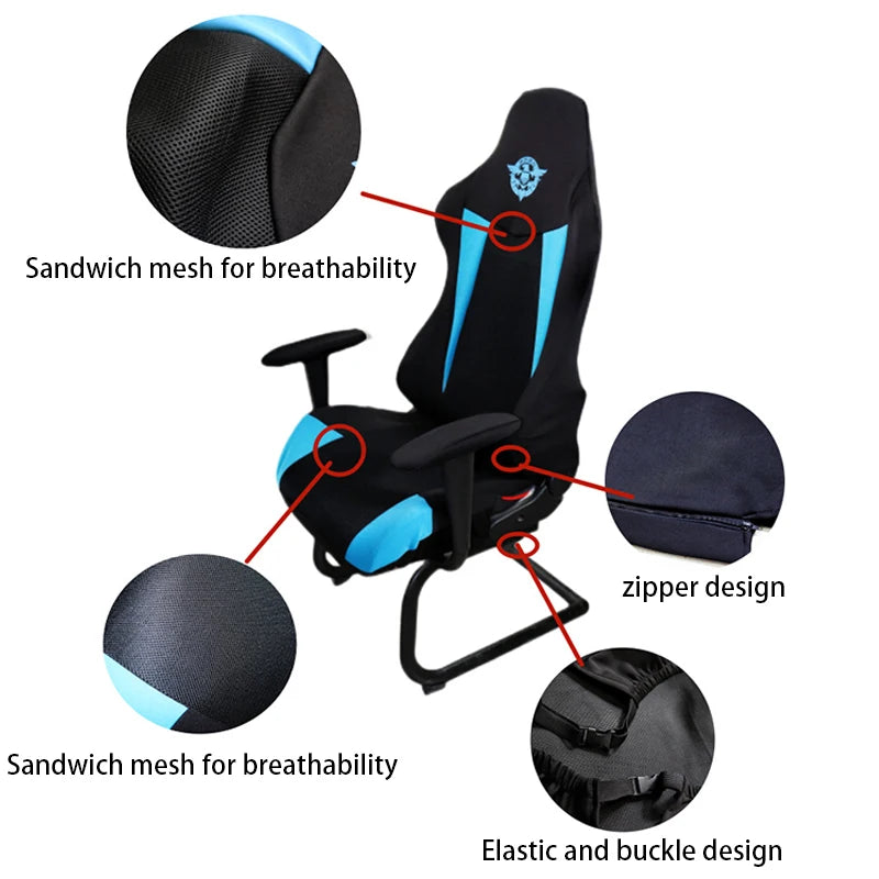 Elastic Gaming Chair Cover Color Matching Esports Game Chair Protector Backrest Armrest Universal Breathable Mesh Armchair Cover