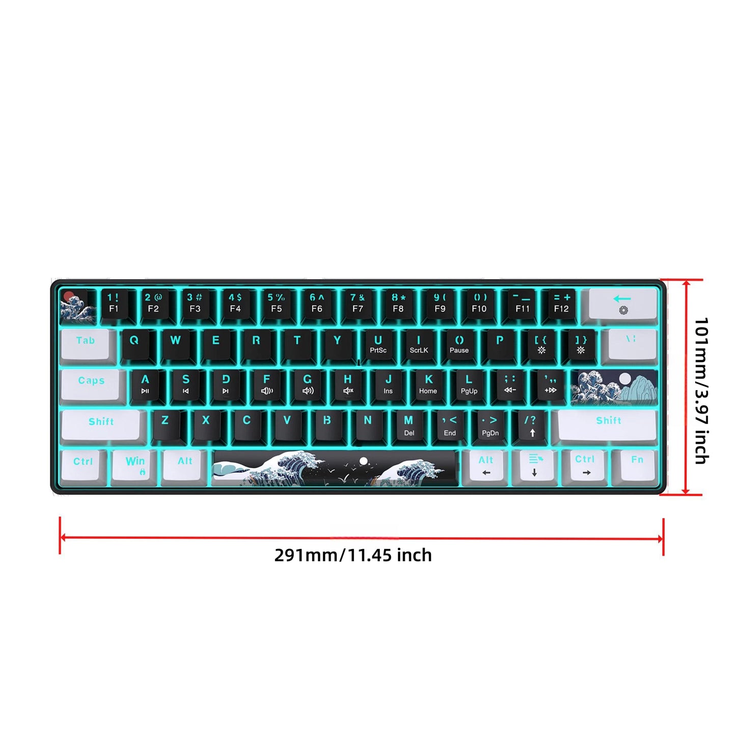 60% Gaming Mechanical Keyboard Ultra Compact Mini 61 Key with Blue Switches Game Keyboard Anti-Ghosting Keys