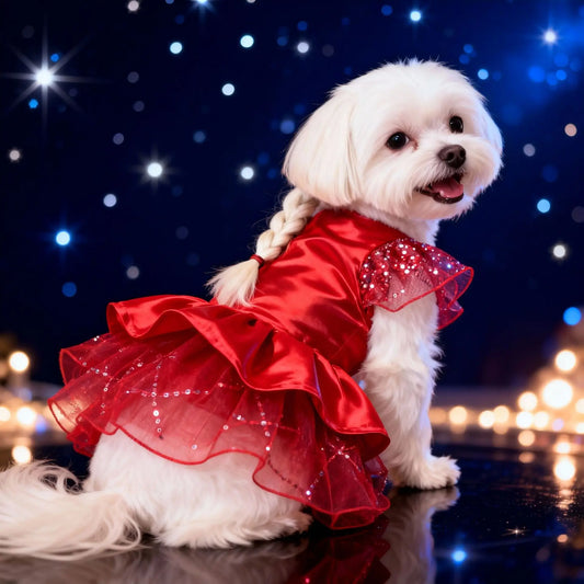 Pet Dog Cat Clothing Flutter Sleeve For Small Dog Teddy Bear Thin Pet Wedding Dress Formal Dress Party Outfit Group Dress Up