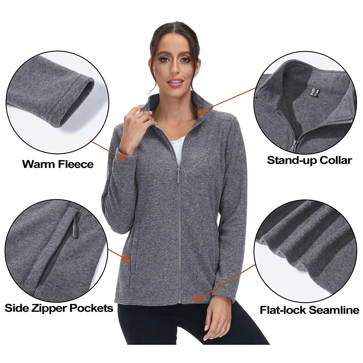 MAGCOMSEN Lightweight Women's Fleece Jackets Womens Athletic Warm Sweatshirts Casual Turtleneck Sweater Coat Sports Tops