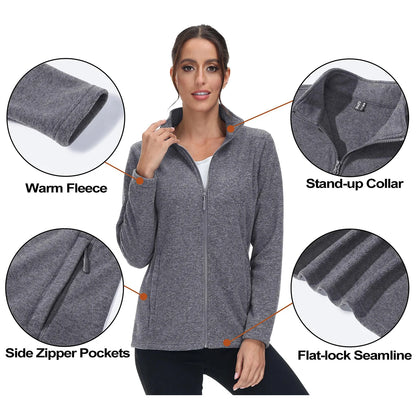 MAGCOMSEN Lightweight Women's Fleece Jackets Womens Athletic Warm Sweatshirts Casual Turtleneck Sweater Coat Sports Tops