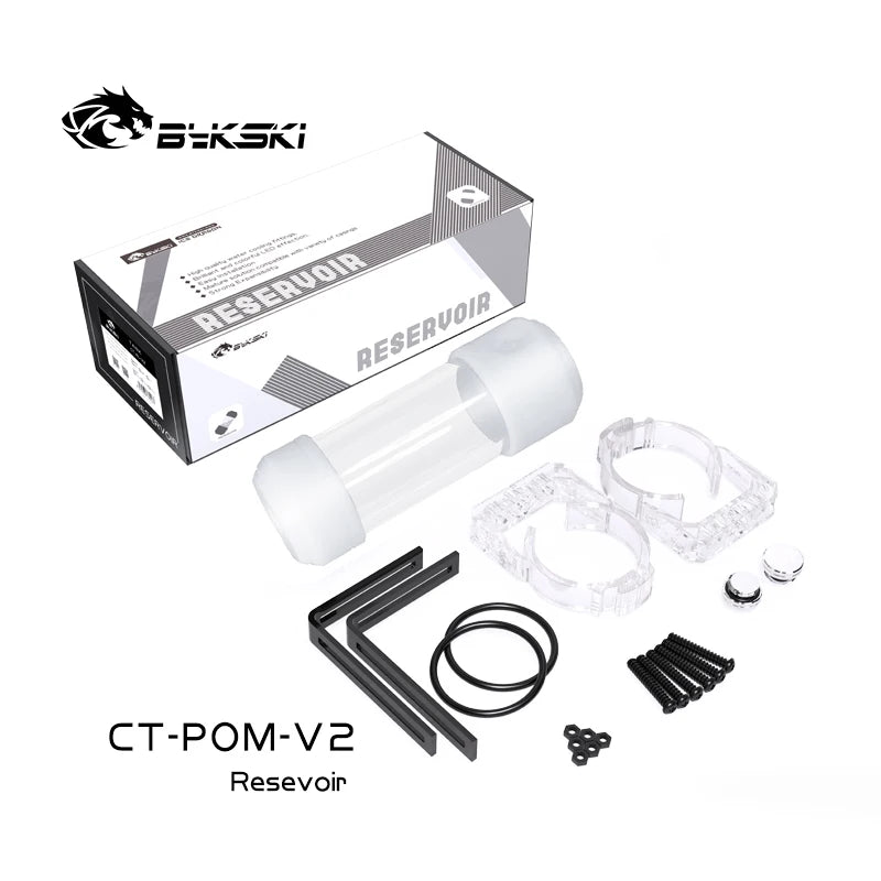 BYKSKI 150/260/200mm Length x 50MM Diameter Acrylic POM  Double Cylindrical Water-Cooled Tank Reservoir Cover CT-AL-V2/CT-POM-V2