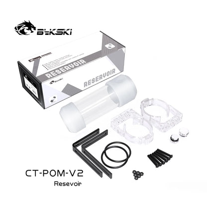 BYKSKI 150/260/200mm Length x 50MM Diameter Acrylic POM  Double Cylindrical Water-Cooled Tank Reservoir Cover CT-AL-V2/CT-POM-V2