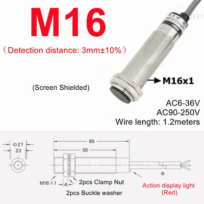 Approach Sensor 4mm 6mm M5 M10 14 M16 M20 22 Black Proximity Switch Inductive Proximity Sensor Detection Switch NPN PNP DC AC