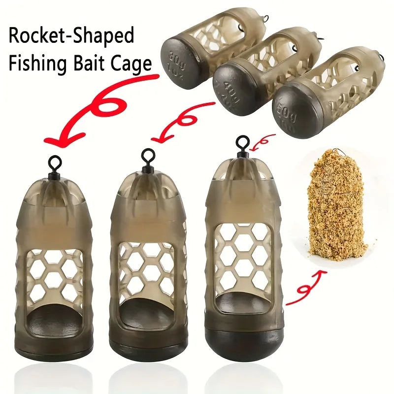 2/3pc Carp Fishing Feeder with Weight | Light Brown High-Density Polymer Bait Holder for Efficient Distribution & Easy Loading