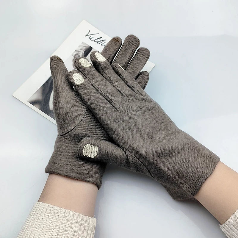 Women Creative Nail Polish Embroidery Gloves Grace Lady Fashion Vintage Driving Full Finger Mittens Girl Touch Screen Warm T124A