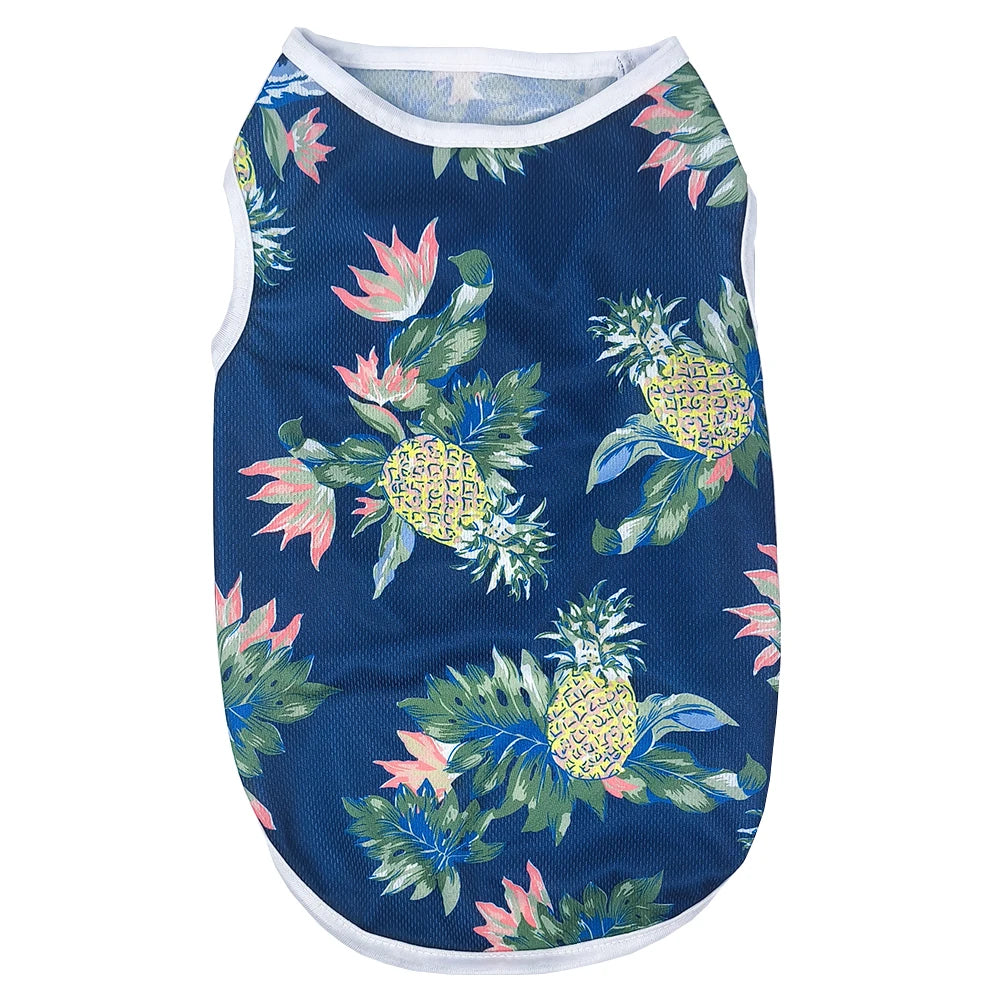 Pet Cat Vest Costume For Small Medium Dogs Cats Summer Breathable Island Print T-shirt Outdoor Travel Kitten Pug Coat Clothes