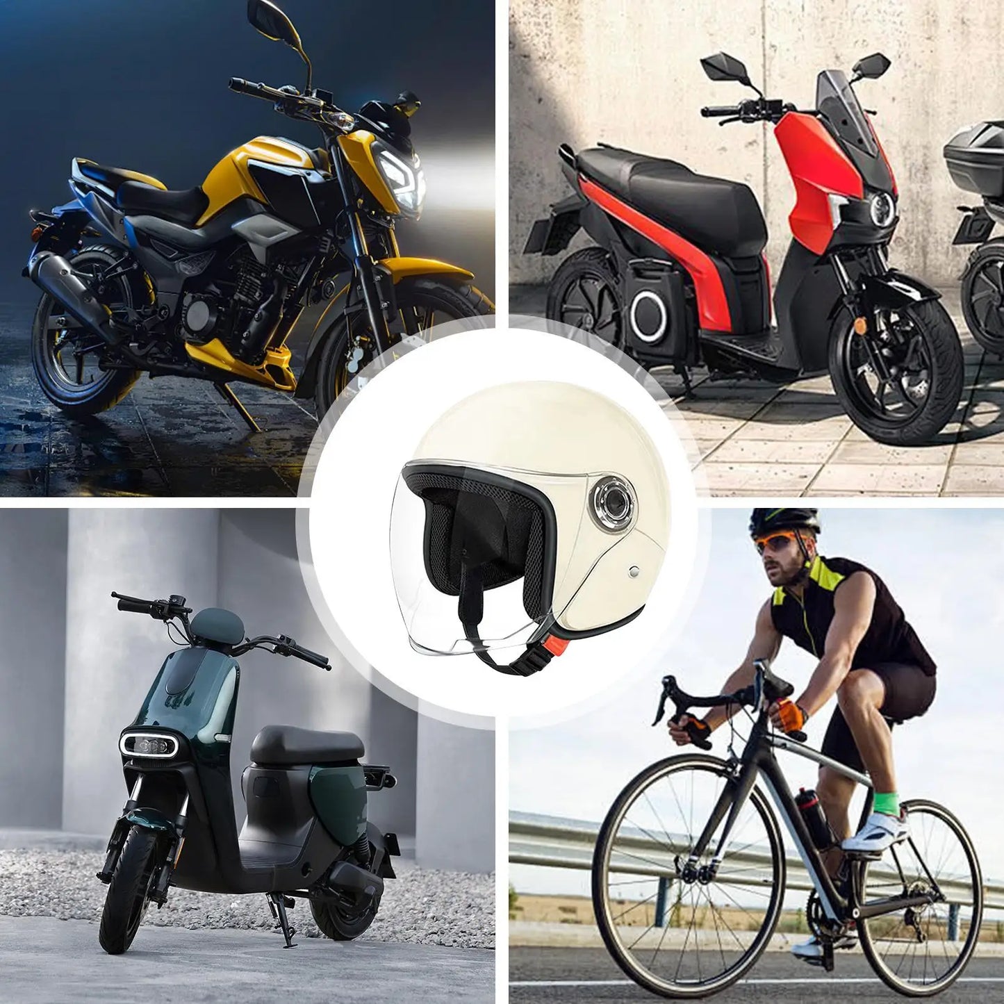 Large Motorcycle Helmet Half Face Moped Helmet Protective Gear With Visor For Women Men Adventure Outdoor Riding Scooter